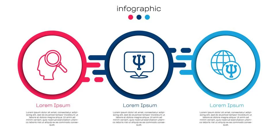 Set line Finding a problem, Psychology, Psi and . Business infographic template 스톡 일러스트