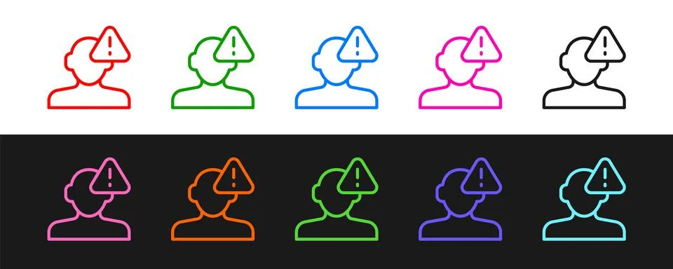 Set line Finding a problem in psychology icon isolated on black and white Illustrazione stock