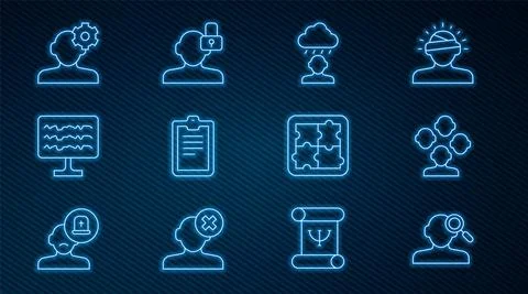 Set line Finding a problem in psychology, Schizophrenia, Depression and Stock Illustration
