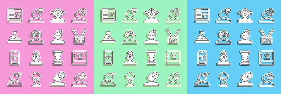 Set line Finding a problem in psychology, Psychology book, Hypnosis, Concussion イラスト素材