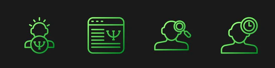 Set line Finding a problem in psychology, Psychology, Online psychological co Stock Illustration