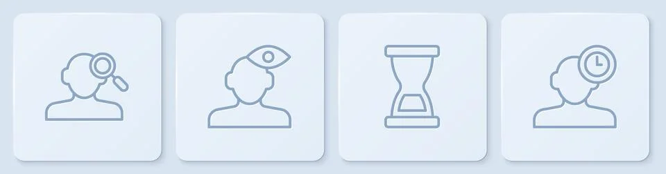 Set line Finding a problem in psychology, Old hourglass, Solution and Insom.. 스톡 일러스트