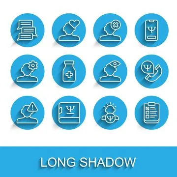 Set line Finding a problem in psychology, Psychology book, Online psycholog.. 스톡 일러스트
