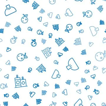 Set line Firework, Dumpling and Peach fruit nectarine on seamless pattern Stock Illustration