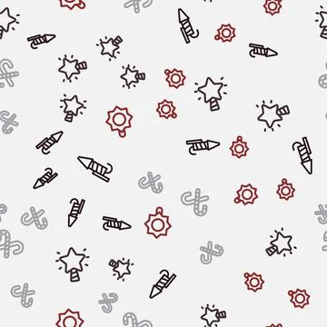 Set line Firework rocket, Christmas star, Candy cane with stripes and toy on Stock Illustration