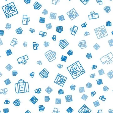 Set line First aid kit, Lungs x-ray and Abdominal bloating on seamless pattern Stock Illustration