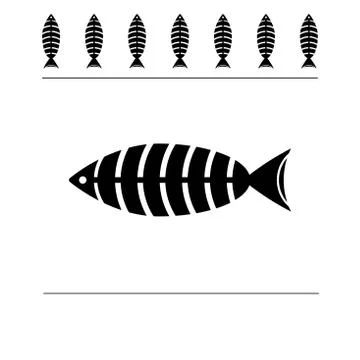 Set line fish bone icon isolated on white background. Vector Stock Illustration