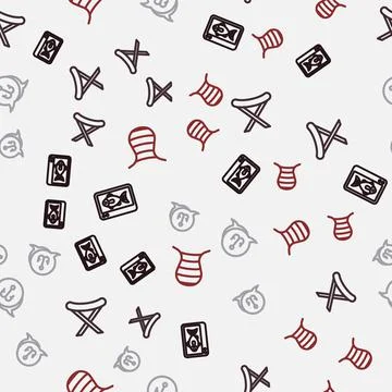 Set line Fish finder echo sounder, Camping folding chair, Fishing hook and ne Stock Illustration