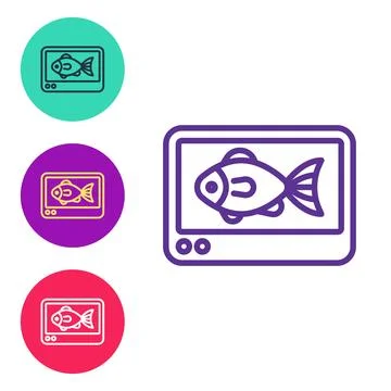Set line Fish finder echo sounder icon isolated on white background. Electronic Illustrazione stock