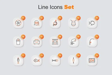 Set line Fish finder echo sounder Fishing float skeleton lure rod Outboard bo イラスト素材