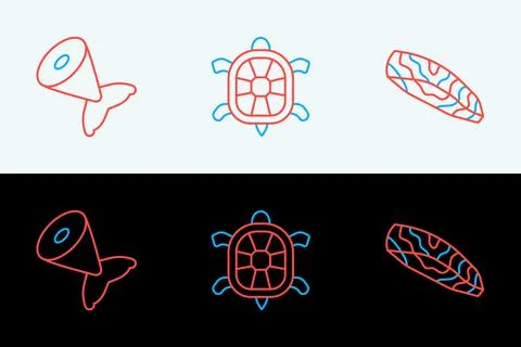 Set line Fish steak, tail and Turtle icon. Vector イラスト素材
