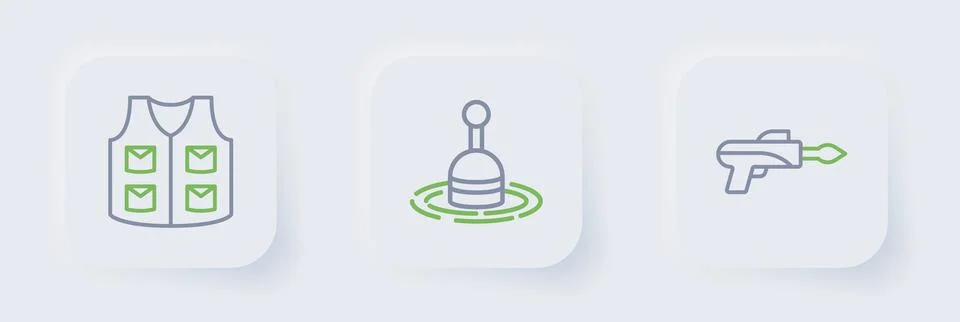 Set line Fishing hook, float water and jacket icon. Vector Stock Illustration