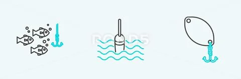 Fishing float and hook in water Royalty Free Vector Image
