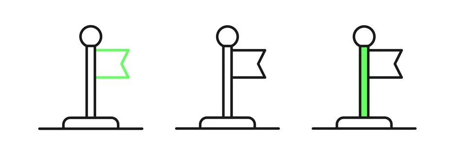 Set line Flag icon isolated on white background. Victory, winning and conqu.. Stock Illustration