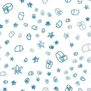 Set line Fleur De Lys, Cheese and French man on seamless pattern. Vector Illustrazione stock