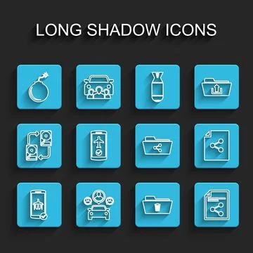 Set line Flight mode in the mobile, Car sharing, Bomb ready to explode, Delete 스톡 일러스트