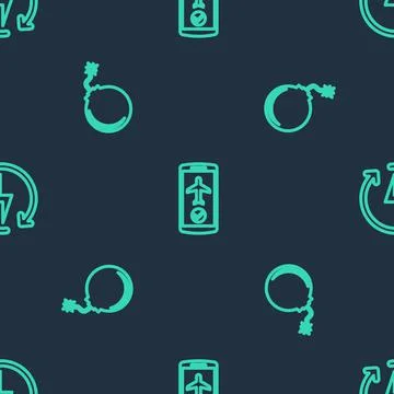 Set line Flight mode in the mobile, Bomb ready to explode and Recharging on Stock Illustration