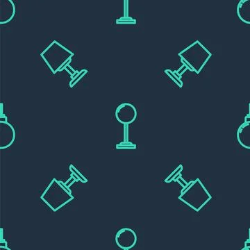 Set line Floor lamp, Table and Lamp hanging on seamless pattern. Vector 스톡 일러스트