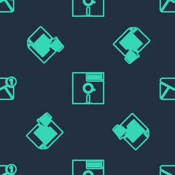 Set line Floppy disk in the 5.25-inch, Delete file document and New, email Stock Illustration