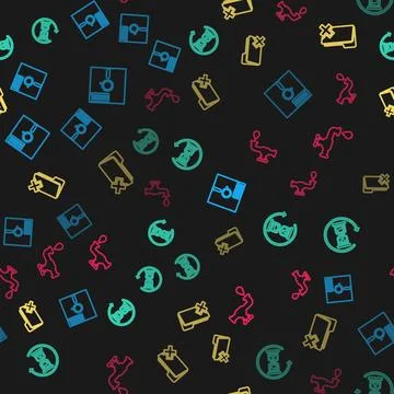 Set line Floppy disk in the 5.25-inch, Waiting, Delete folder and Water tap o 스톡 일러스트