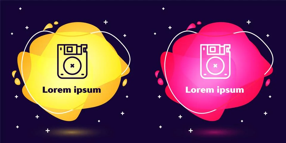 Set line Floppy disk for computer data storage icon isolated on blue background Stock Illustration