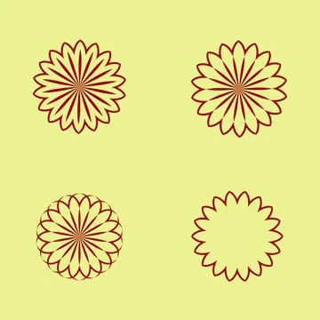 Set of line flowers flat vector element design Stock Illustration