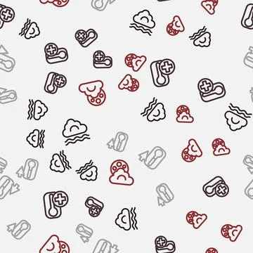 Set line Fog and cloud, Thermometer,  and Cloud with moon on seamless pattern 스톡 일러스트