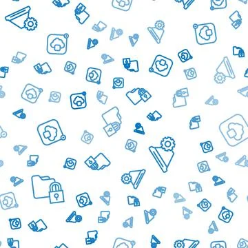 Set line Folder and lock, Filter setting and Cloud technology data transfer on Stock Illustration