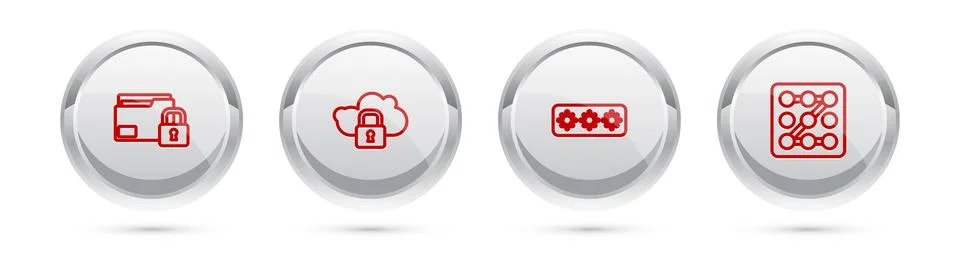 Set line Folder and lock, Cloud computing, Password protection and Graphic イラスト素材
