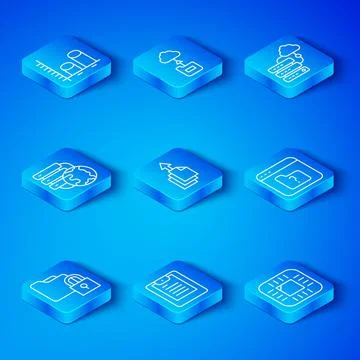 Set line Folder and lock, Data export, Server, report, File missing, Network Stock Illustration