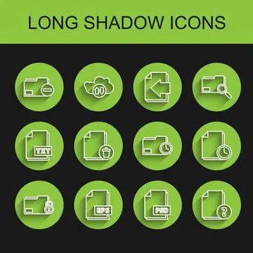 Set line Folder and lock, EPS file document, Document folder with minus, PSD Stock Illustration