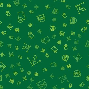 Set line Folder and lock, Financial growth and Data analysis on seamless pattern Stock Illustration