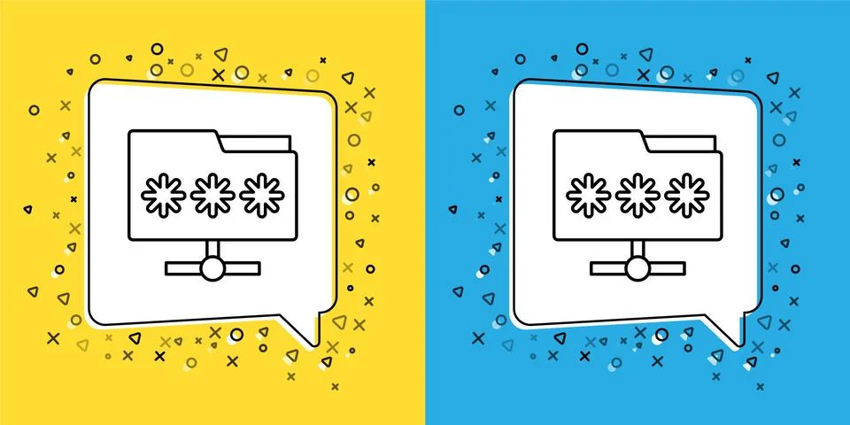 Set line Folder with password notification icon isolated on yellow and blue Stock Illustration