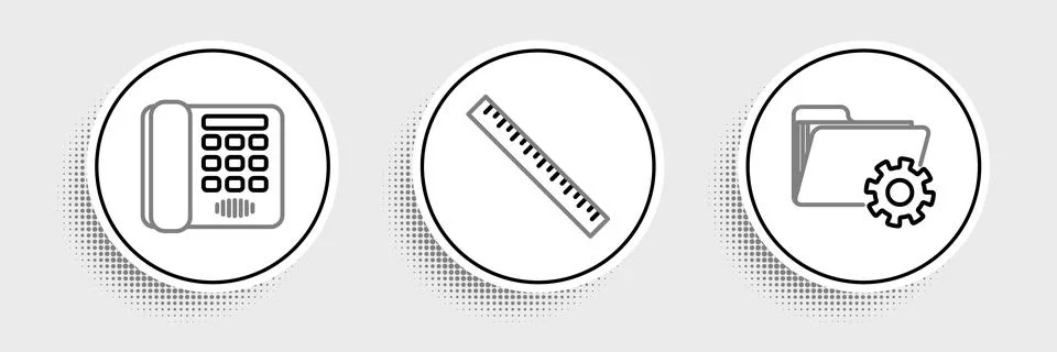 Set line Folder settings with gears, Telephone and Ruler icon. Vector イラスト素材