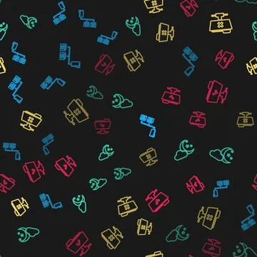 Set line Folder tree, Cloud with moon and stars, FTP cancel operation and Ilustração Stock