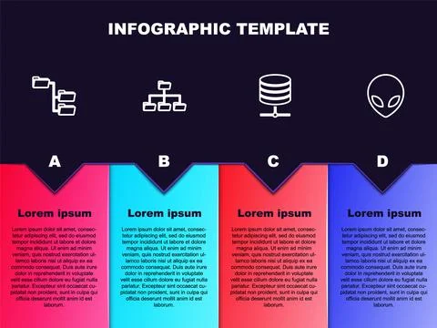 Set line Folder tree, , Server, Data, Web Hosting and Alien. Business Stock Illustration