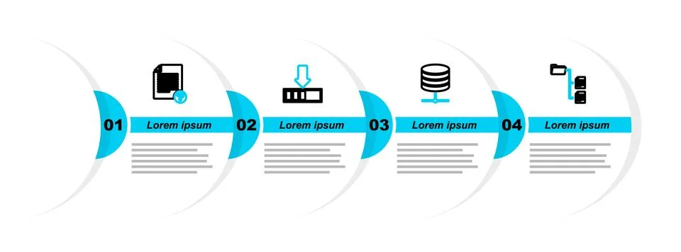 Set line Folder tree, Server, Data, Web Hosting, Loading and Unknown docume.. Stock Illustration