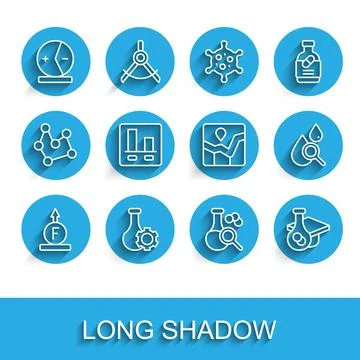 Set line Force of physic formula, Test tube, Atom, Graduation cap, Graph ch.. Stock Illustration