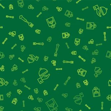 Set line Fork, Covered with tray and Lift on seamless pattern. Vector Stock Illustration