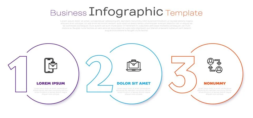 Set line Freelancer, Online working and Project team base. Business infographic Stock Illustration