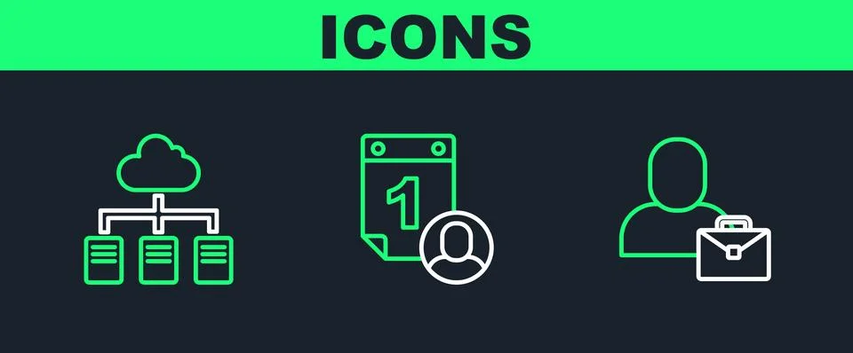 Set line Freelancer, Online working and Time management icon. Vector Stock Illustration