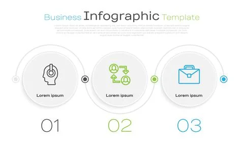 Set line Freelancer, Project team base and Briefcase. Business infographic Illustrazione stock