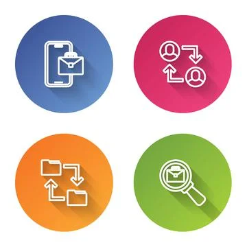Set line Freelancer, Project team base, Cloud storage document folder and イラスト素材