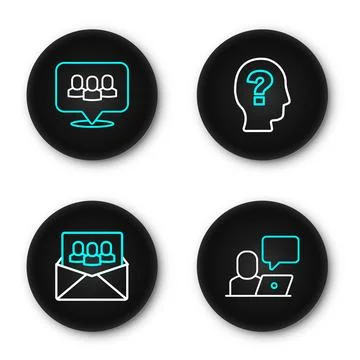 Set line Freelancer, Project team base, Worker and  icon. Vector Stock Illustration