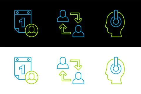 Set line Freelancer, Time management and Project team base icon. Vector イラスト素材