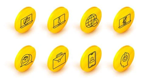 Set line Freelancer, Video chat conference, Briefcase, Online working, Mute.. Stock-Illustration