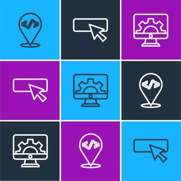 Set line Front end development, Web and UI or UX design icon. Vector Illustrazione stock