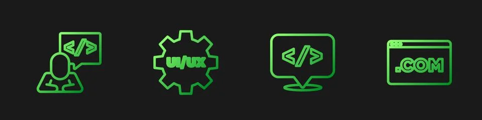 Set line Front end development, , UI or UX design and . Gradient color icons 스톡 일러스트