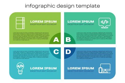 Set line Front end development, Sketchbook or album, Monitor and mobile and Stock Illustration