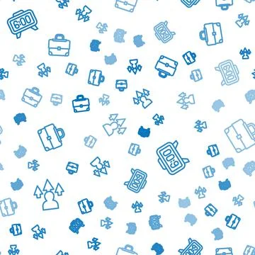 Set line Front end development, Digital alarm clock and Briefcase on seamless Stock-Illustration